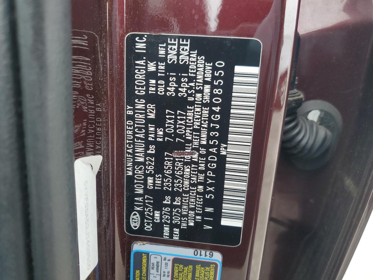 2018 KIA Sorento VIN 5XYPGDA53JG408550 Copart auction photo, undercarriage damage thumbnail 15