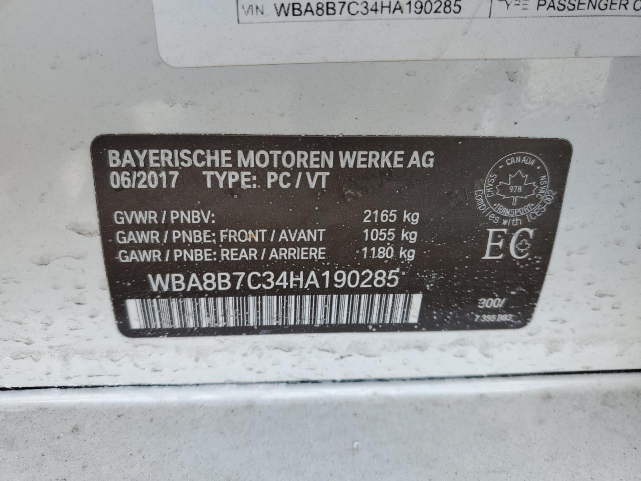 2017 BMW 3er VIN WBA8B7C34HA190285 Copart auction photo, front end / undercarriage damage thumbnail 12