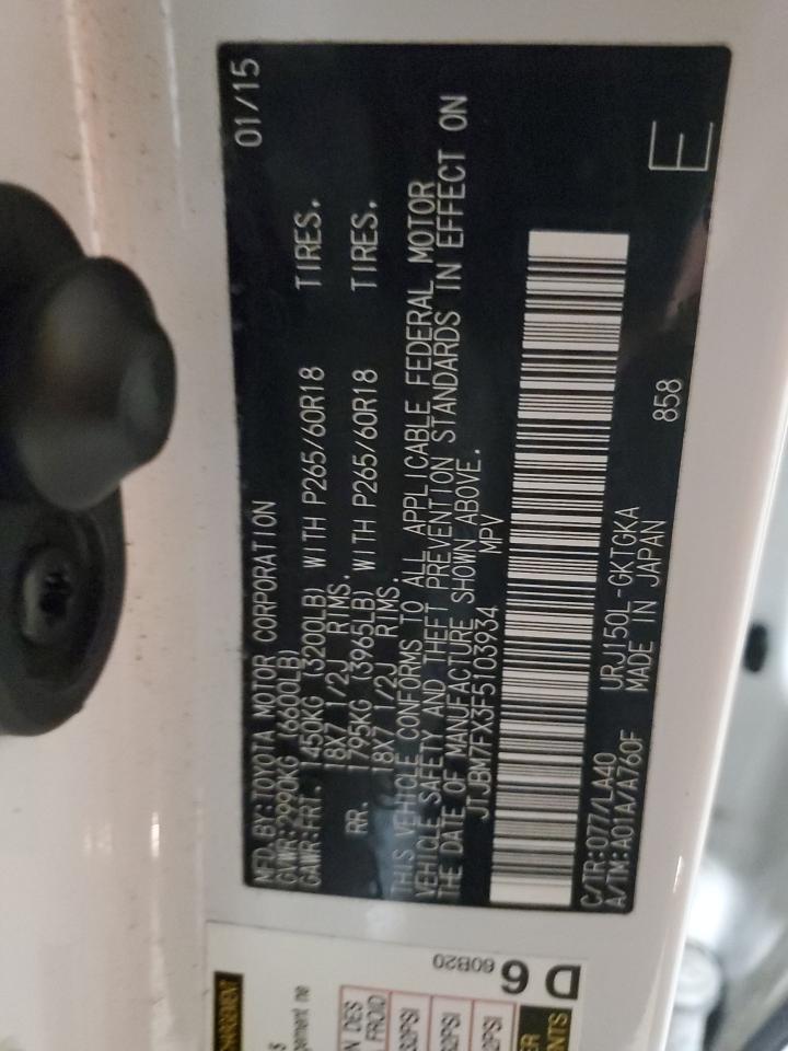 2015 Lexus GX VIN JTJBM7FX3F5103934 Copart auction photo, front end / minor dent/scratches damage thumbnail 13