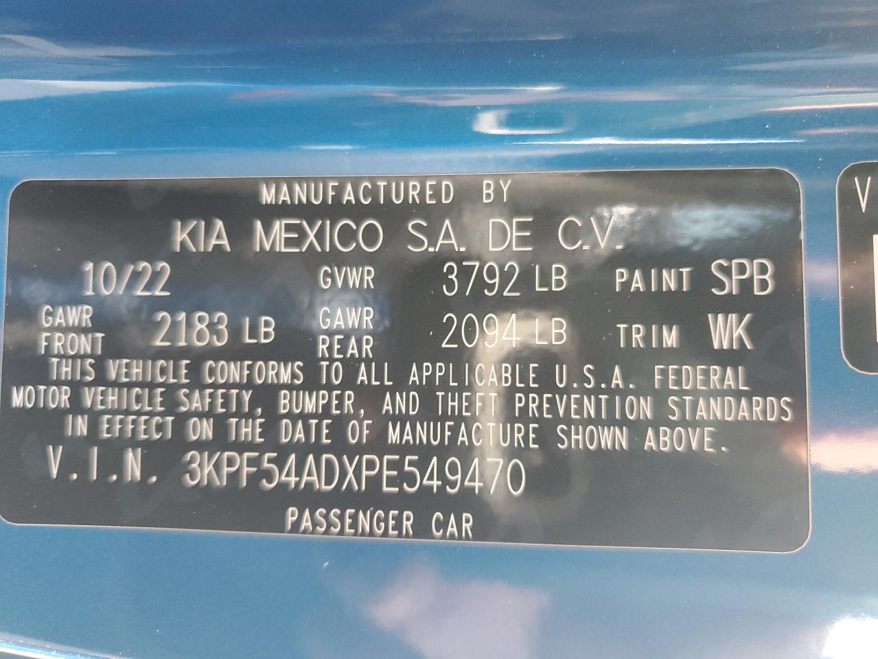 2023 KIA Forte VIN 3KPF54ADXPE549470 Copart auction photo, front end damage thumbnail 13