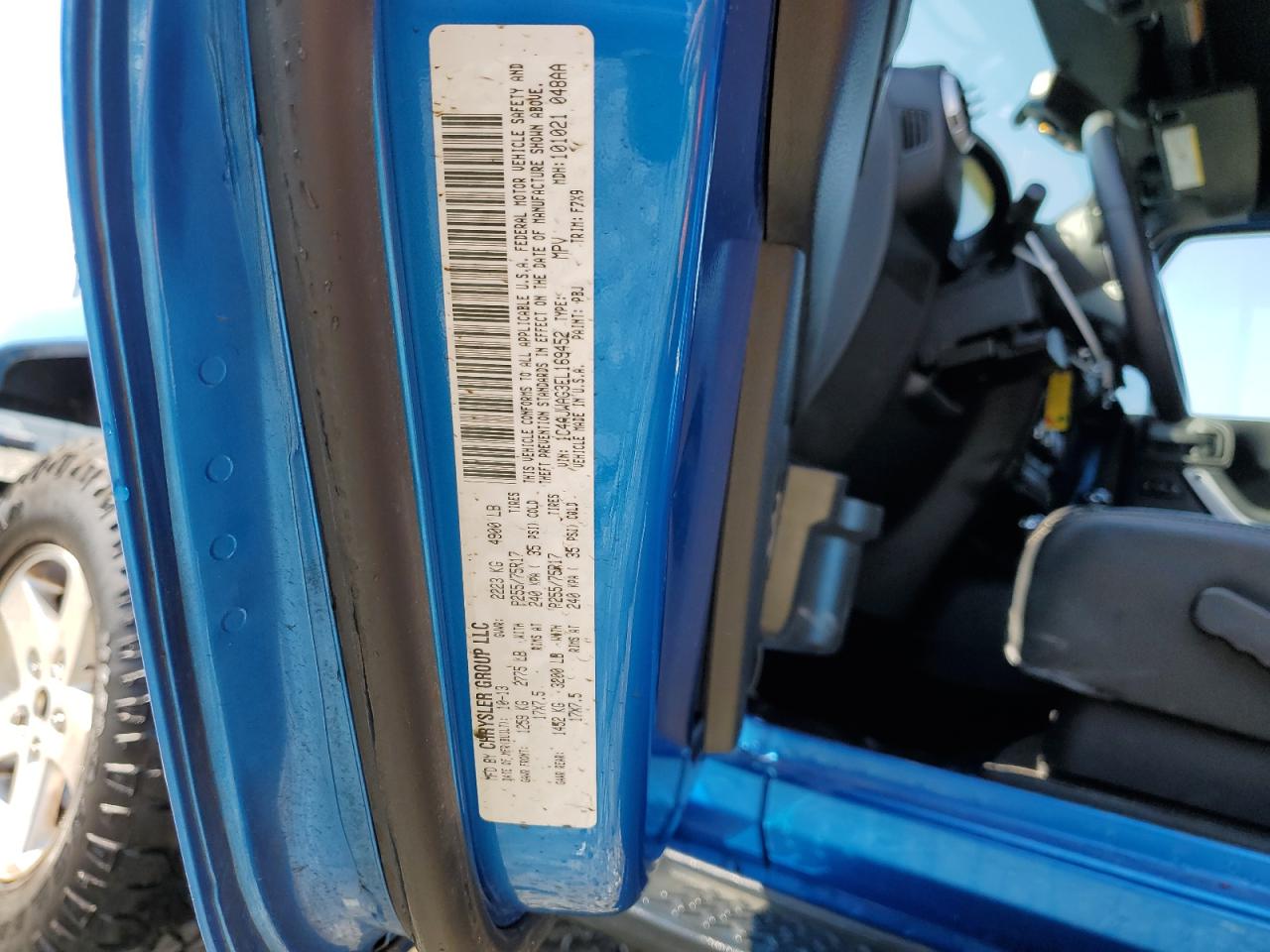 2014 Jeep Wrangler VIN 1C4AJWAG3EL169452 Copart auction photo, front end / side damage thumbnail 13