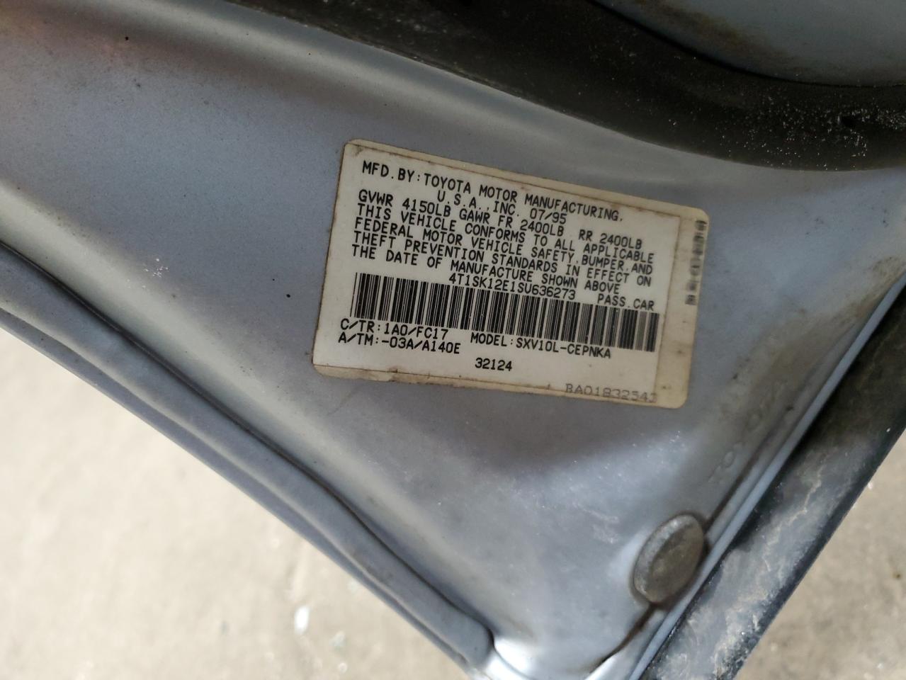 1995 Toyota Camry VIN 4T1SK12E1SU636273 Copart auction photo, front end / rear end damage thumbnail 14