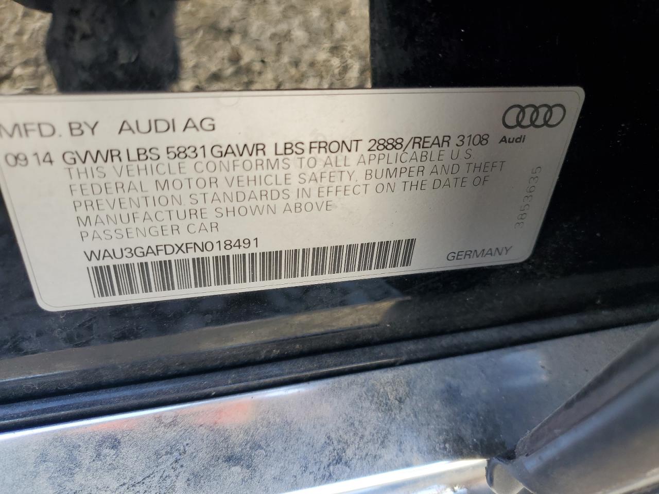 2015 Audi A8 VIN WAU3GAFDXFN018491 Copart auction photo, minor dent/scratches damage thumbnail 12