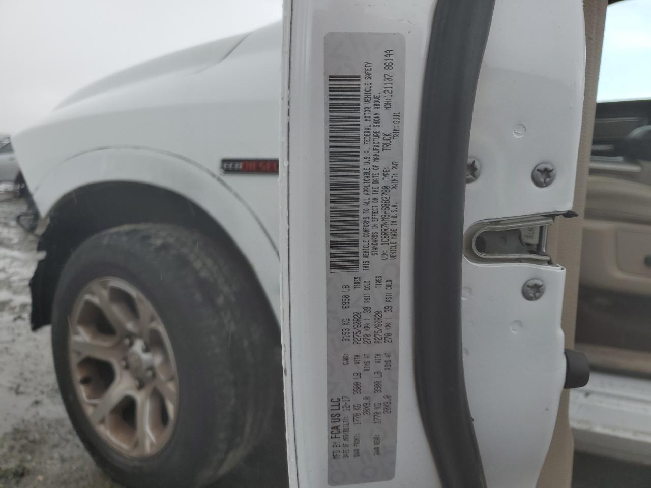 2017 RAM 1500 VIN 1C6RR7NM9HS882780 Copart auction photo, front end / rear end damage thumbnail 13