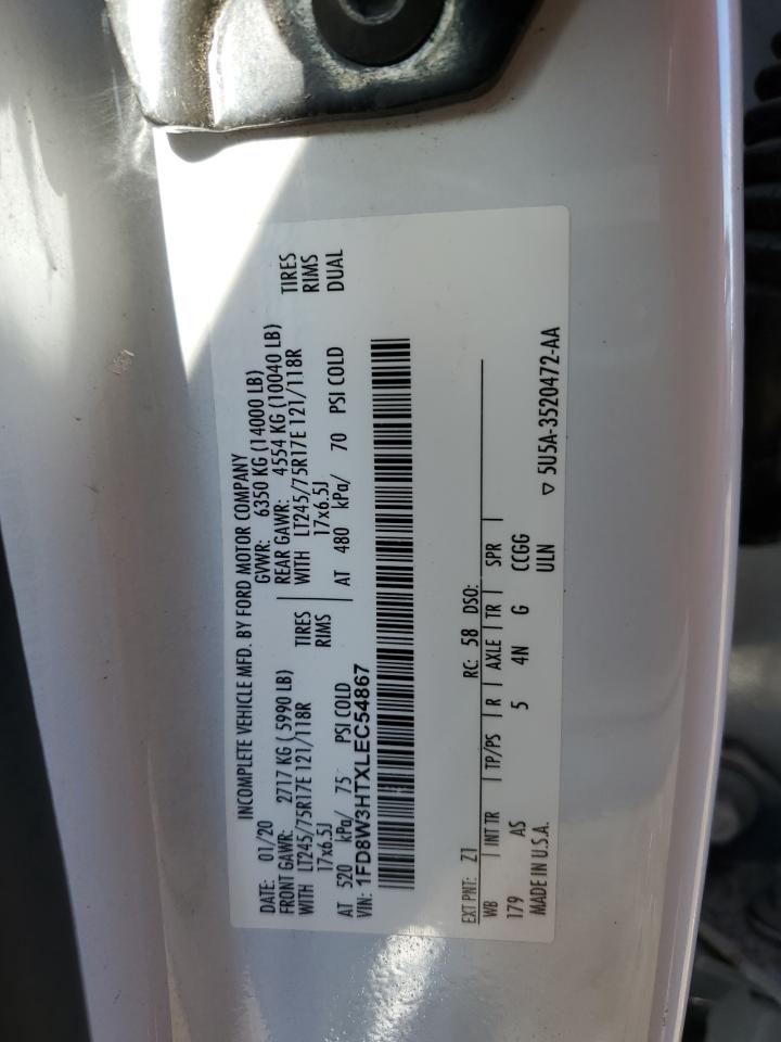 2020 Ford F350 VIN 1FD8W3HTXLEC54867 Copart auction photo, front end / side damage thumbnail 15