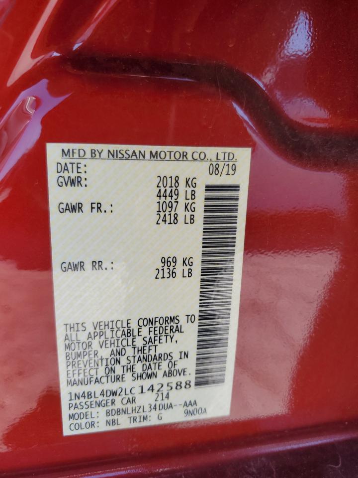 2020 Nissan Altima VIN 1N4BL4DW2LC142588 Copart auction photo, front end / undercarriage damage thumbnail 12