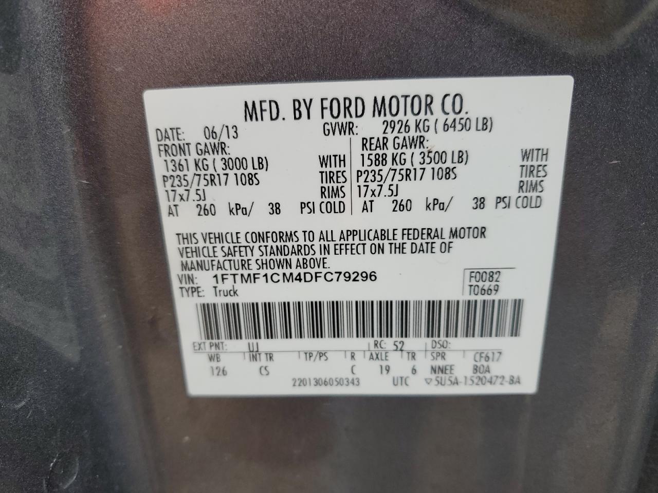 2013 Ford F-150 VIN 1FTMF1CM4DFC79296 Copart auction photo, burn - engine / burn damage thumbnail 12
