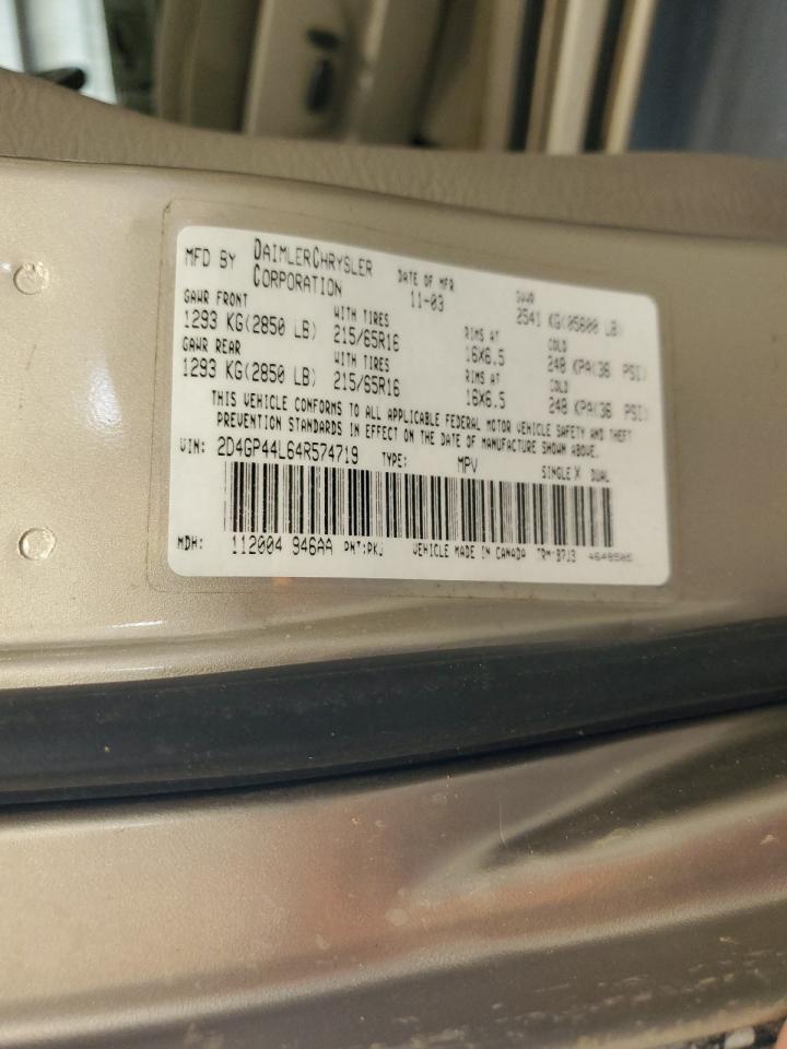 2004 Dodge Caravan VIN 2D4GP44L64R574719 Copart auction photo, front end damage thumbnail 14