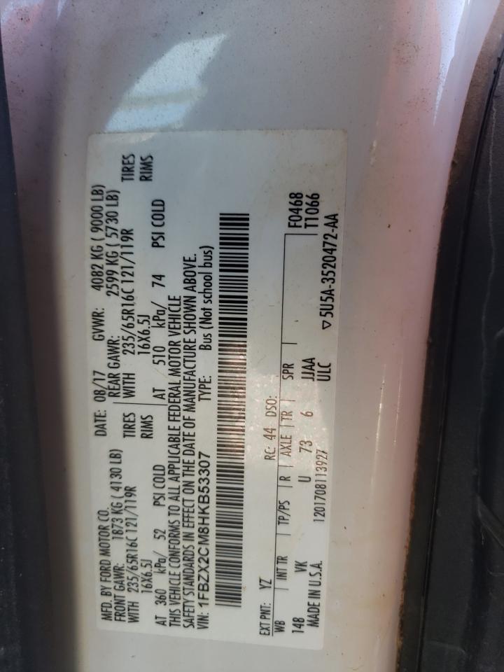 2017 Ford Transit VIN 1FBZX2CM8HKB53307 Copart auction photo, water/flood damage thumbnail 14