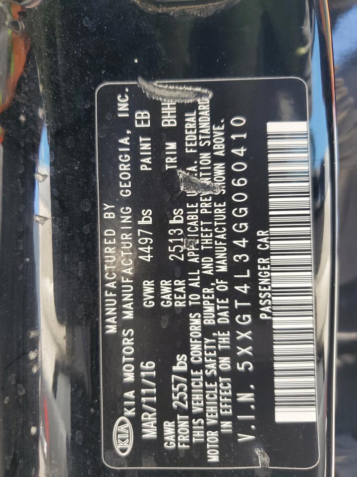 2016 KIA Optima VIN 5XXGT4L34GG060410 Copart auction photo, vandalism / all over damage thumbnail 13