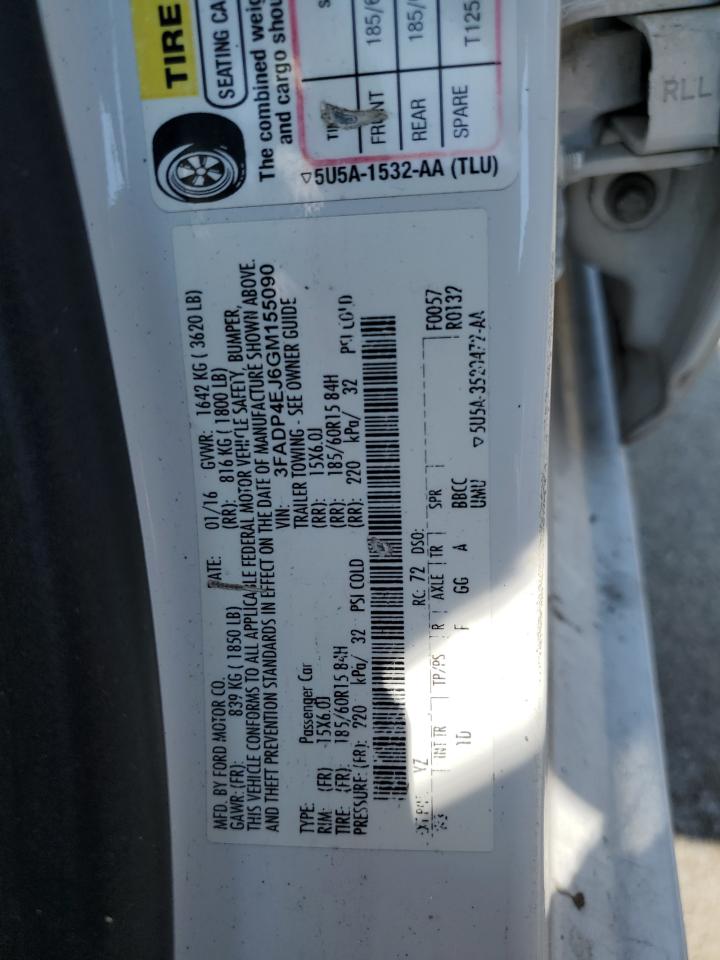 2016 Ford Fiesta VIN 3FADP4EJ6GM155090 Copart auction photo, all over / undercarriage damage thumbnail 13