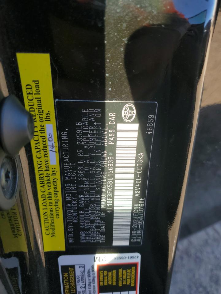 2011 Toyota Camry VIN 4T1BF3EK5BU156836 Copart auction photo, front end damage thumbnail 14
