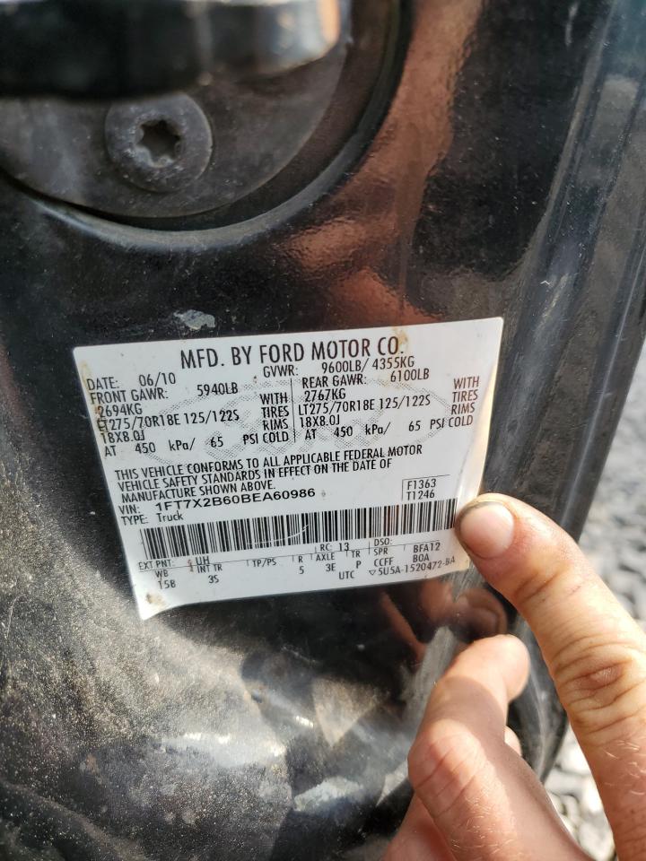 2011 Ford F250 VIN 1FT7X2B60BEA60986 Copart auction photo, rear end damage thumbnail 12