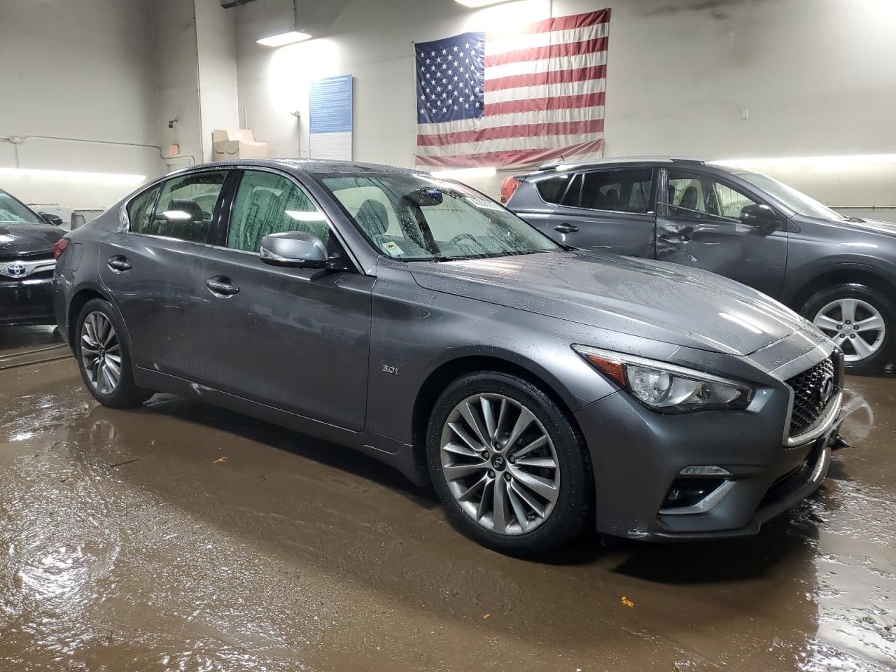 2018 Infiniti Q50 VIN JN1EV7AR2JM445799 Copart auction photo, front end / side damage thumbnail 4