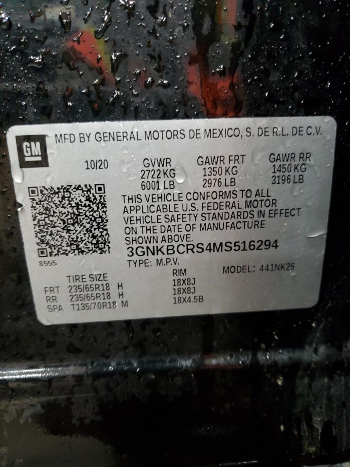 2021 Chevrolet Blazer VIN 3GNKBCRS4MS516294 Copart auction photo, side / front end damage thumbnail 13