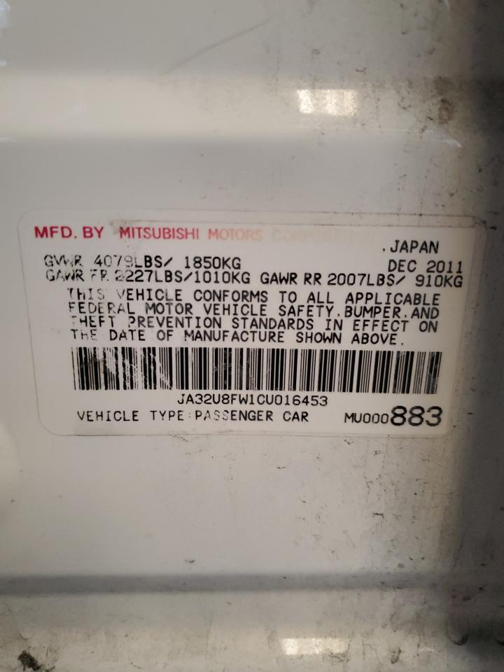 2012 Mitsubishi Lancer VIN JA32U8FW1CU016453 Copart auction photo, mechanical / undercarriage damage thumbnail 12