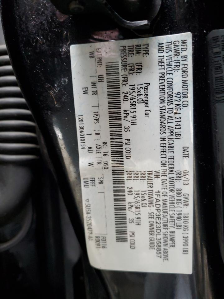 2013 Ford Focus VIN 1FADP3E23DL358857 Copart auction photo, front end / minor dent/scratches damage thumbnail 12