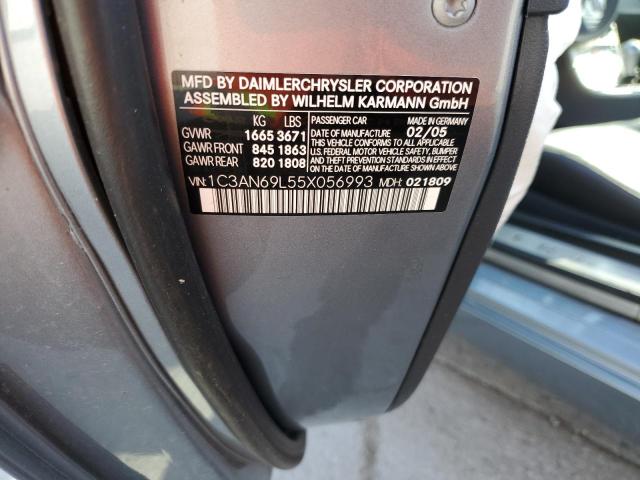 2005 Chrysler Crossfire VIN 1C3AN69L55X056993 Copart auction photo, side damage thumbnail 12