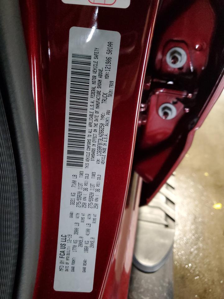 2020 RAM 1500 VIN 1C6SRFBT3LN266250 Copart auction photo, front end damage thumbnail 12