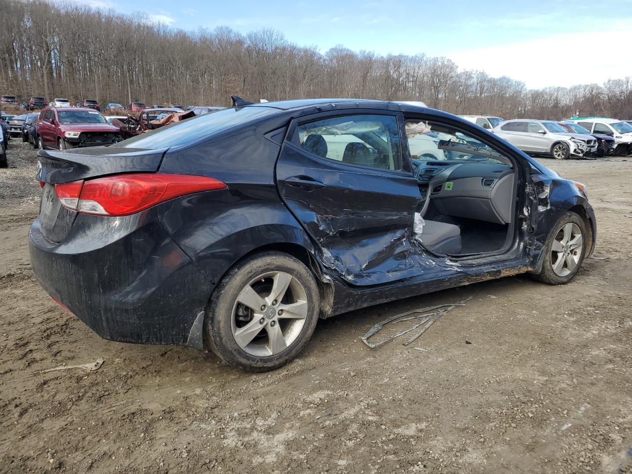 2013 Hyundai Elantra VIN KMHDH4AE4DU722190 Copart auction photo, side damage thumbnail 3