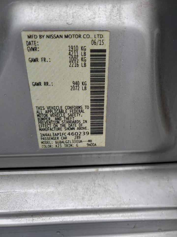 2015 Nissan Altima VIN 1N4AL3AP1FC460239 Copart auction photo, front end damage thumbnail 12