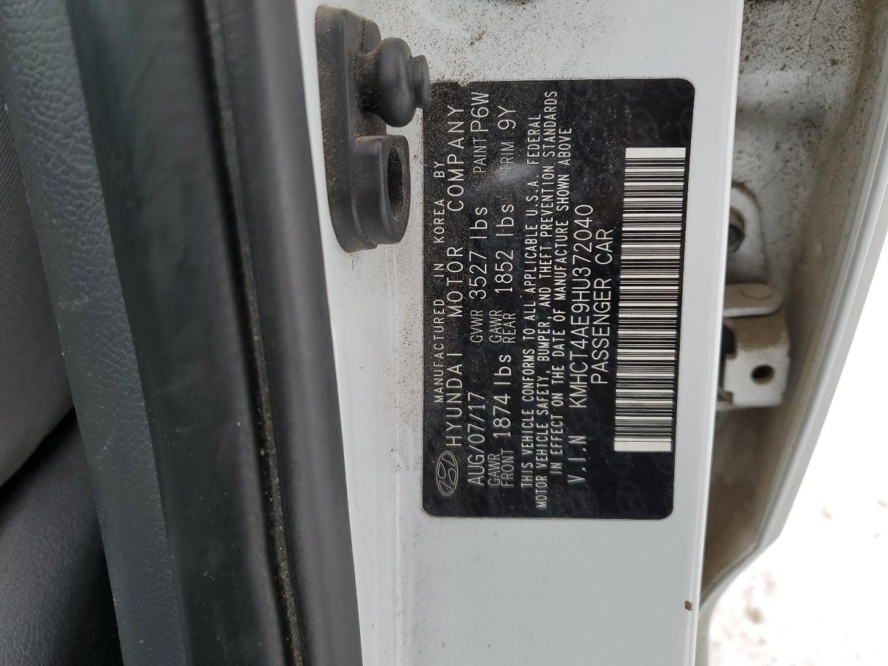 2017 Hyundai Accent VIN KMHCT4AE9HU372040 Copart auction photo, front end / minor dent/scratches damage thumbnail 15