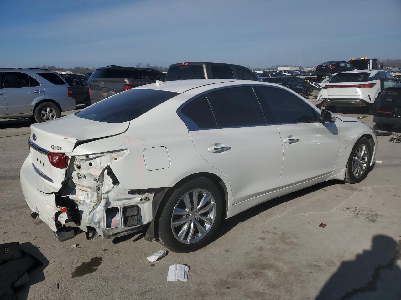 2014 Infiniti Q50 VIN JN1BV7APXEM692267 Copart auction photo, all over damage thumbnail 3