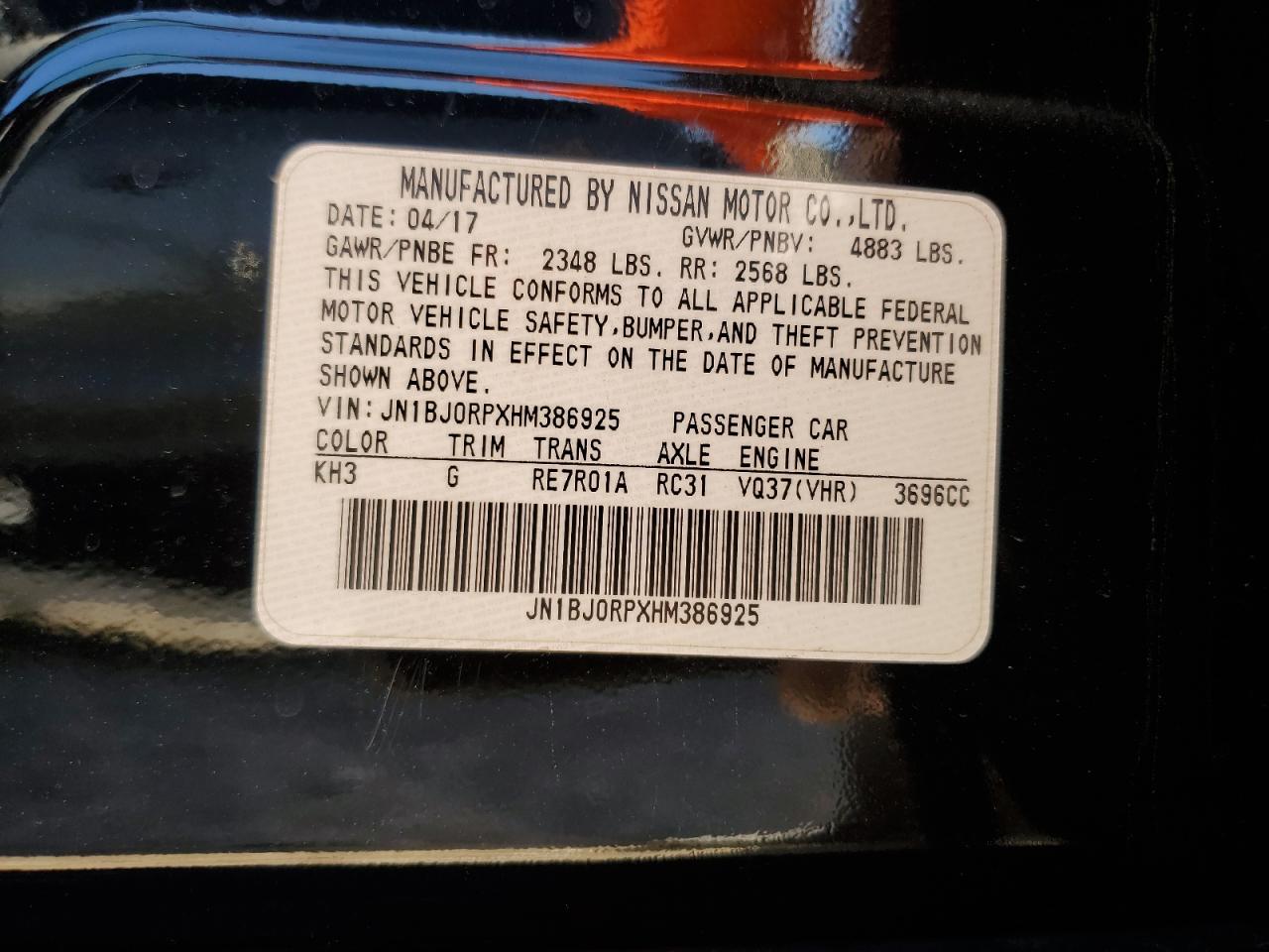 2017 Infiniti QX50 VIN JN1BJ0RPXHM386925 Copart auction photo, front end / minor dent/scratches damage thumbnail 13