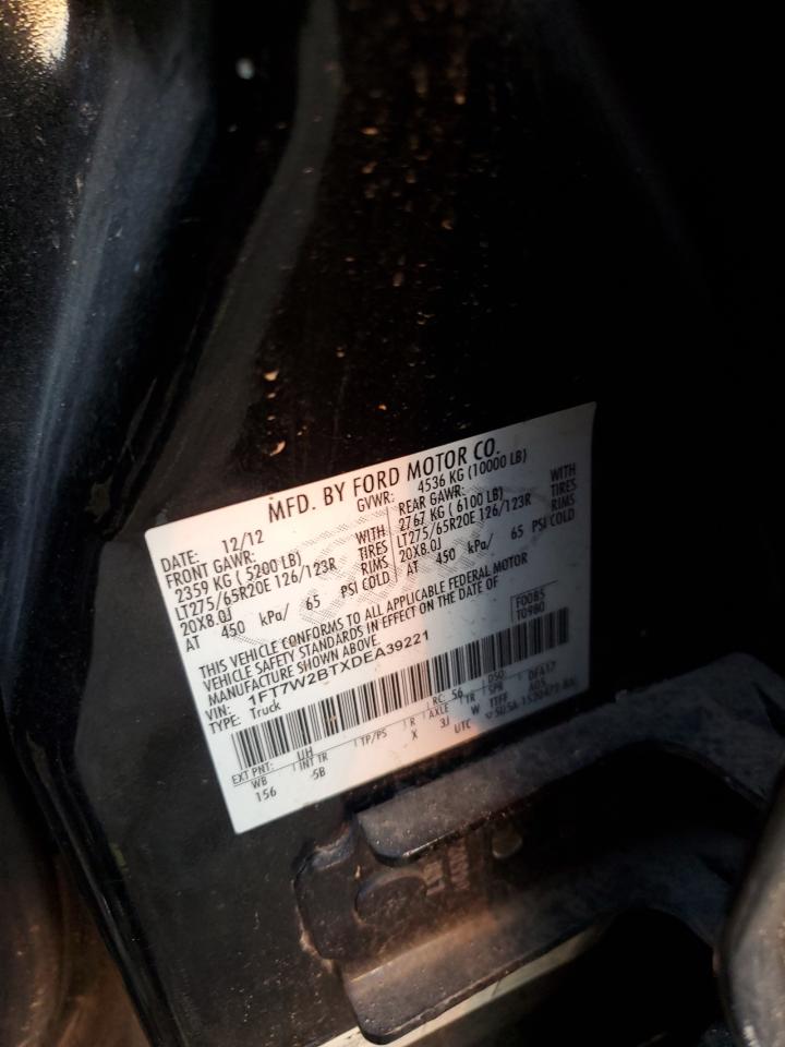 2013 Ford F250 VIN 1FT7W2BTXDEA39221 Copart auction photo, rollover damage thumbnail 13