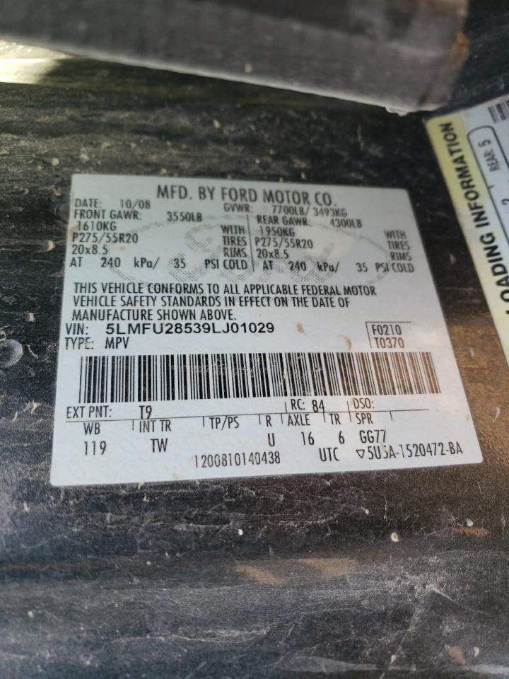 2009 Lincoln Navigator VIN 5LMFU28539LJ01029 Copart auction photo, front end / side damage thumbnail 15