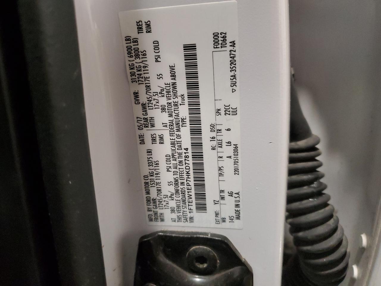 2017 Ford F-150 VIN 1FTEW1EP7HKD77814 Copart auction photo, rollover damage thumbnail 12