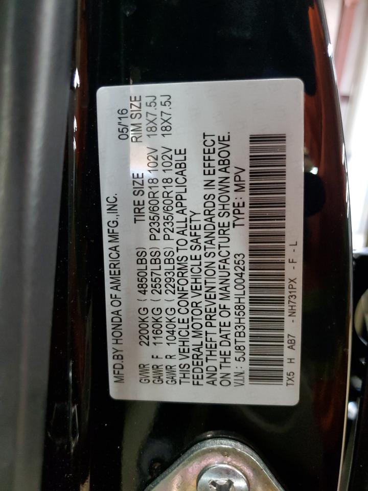 2017 Acura RDX VIN 5J8TB3H58HL004253 Copart auction photo, front end / side damage thumbnail 13
