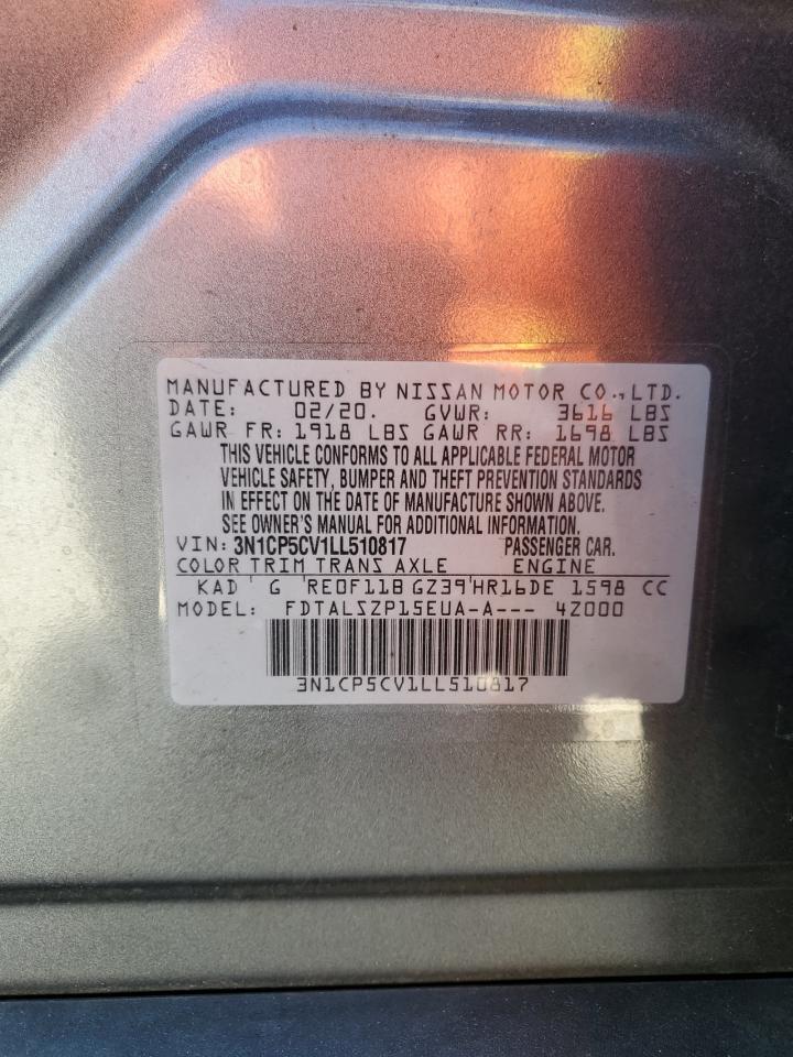 2020 Nissan Kicks VIN 3N1CP5CV1LL510817 Copart auction photo, undercarriage / side damage thumbnail 13