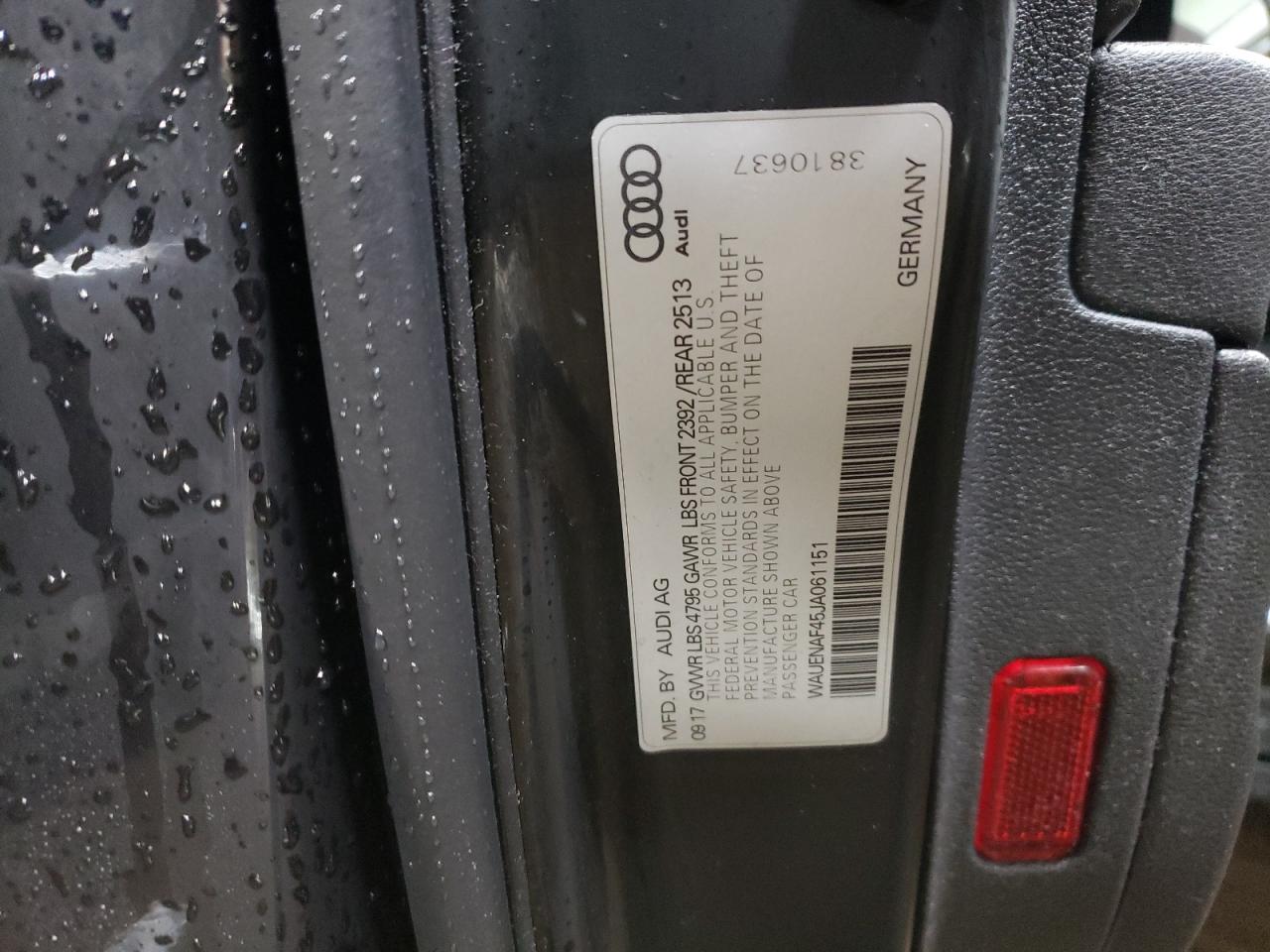 2018 Audi A4 VIN WAUENAF45JA061151 Copart auction photo, front end damage thumbnail 12