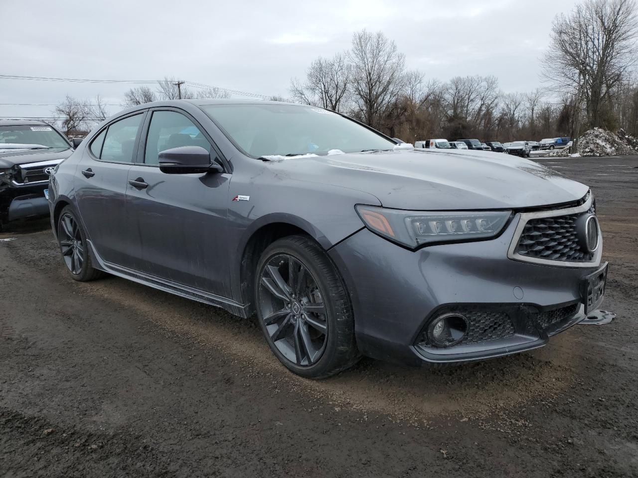2020 Acura TLX VIN 19UUB3F6XLA002864 Copart auction photo, front end / side damage thumbnail 4
