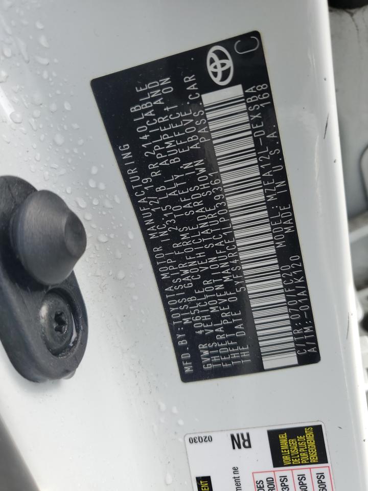 2020 Toyota Corolla VIN 5YFS4RCE1LP039361 Copart auction photo, all over damage thumbnail 13