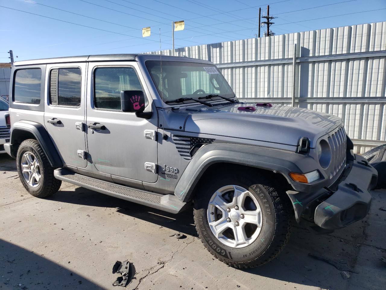 2019 Jeep Wrangler VIN 1C4HJXDN4KW630988 Copart auction photo, side / front end damage thumbnail 4