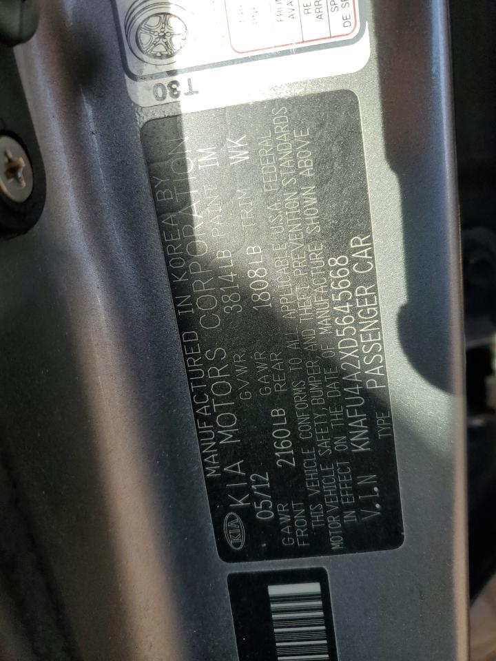 2013 KIA Forte VIN KNAFU4A2XD5645668 Copart auction photo, front end damage thumbnail 13