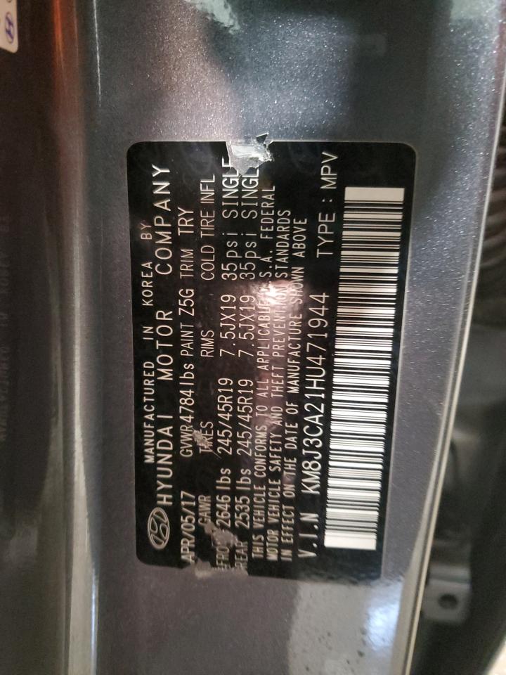 2017 Hyundai Tucson VIN KM8J3CA21HU471944 Copart auction photo, front end damage thumbnail 15
