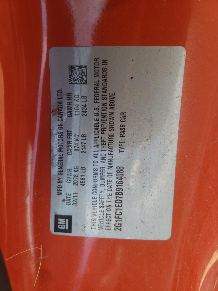 2011 Chevrolet Camaro VIN 2G1FC1ED7B9164088 Copart auction photo, front end damage thumbnail 13