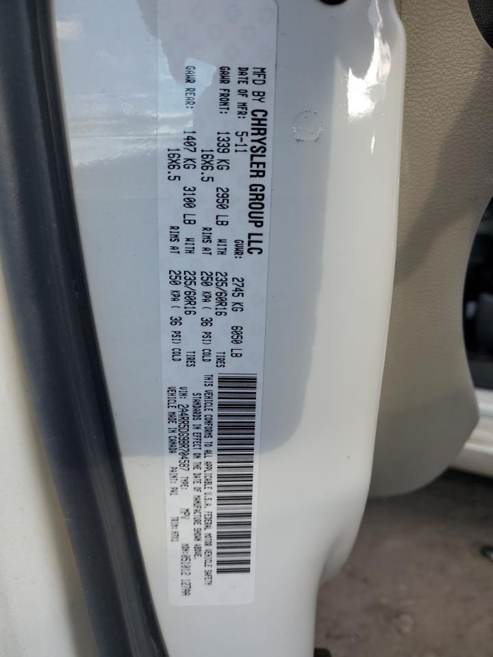 2011 Chrysler Town & Country VIN 2A4RR5DG9BR704587 Copart auction photo, mechanical damage thumbnail 13