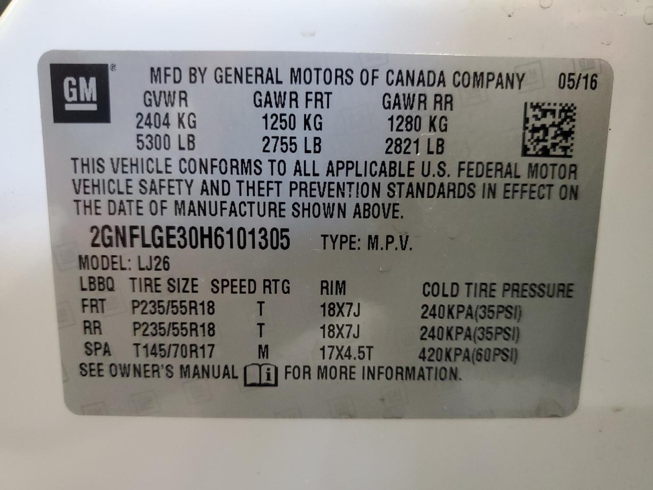 2017 Chevrolet Equinox VIN 2GNFLGE30H6101305 Copart auction photo, front end damage thumbnail 15