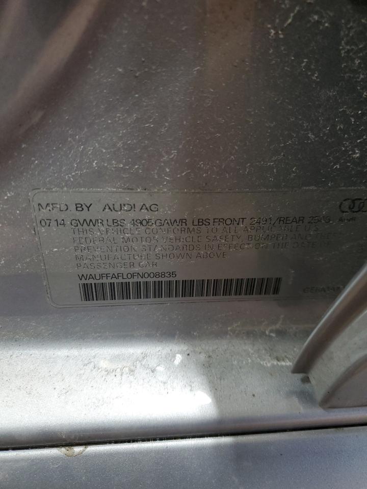 2015 Audi A4 VIN WAUFFAFL0FN008835 Copart auction photo, front end damage thumbnail 13