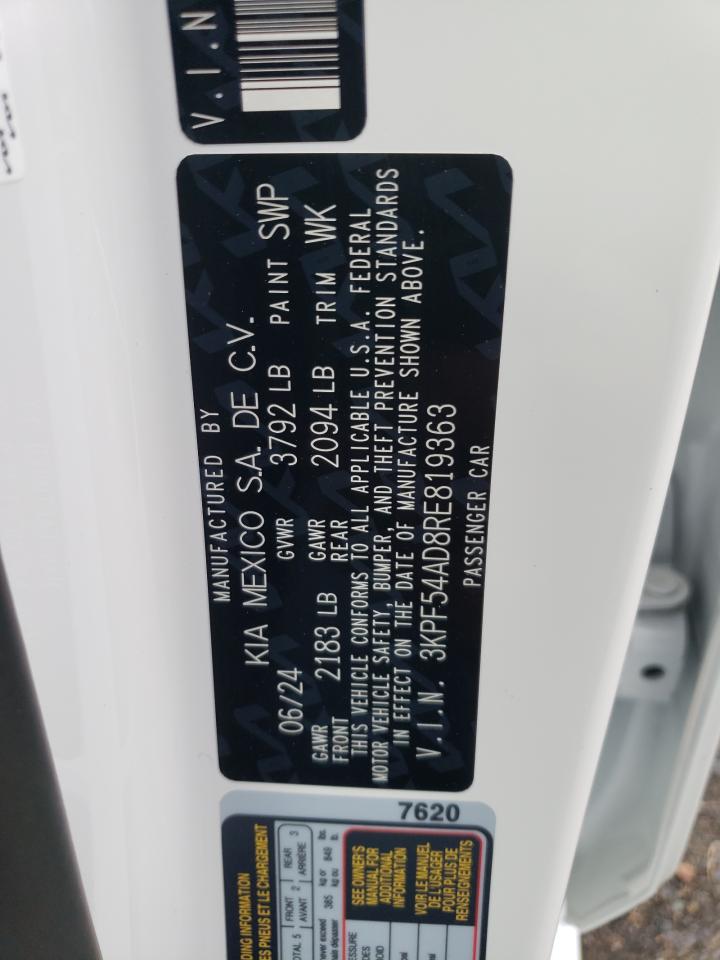2024 KIA Forte VIN 3KPF54AD8RE819363 Copart auction photo, water/flood damage thumbnail 12