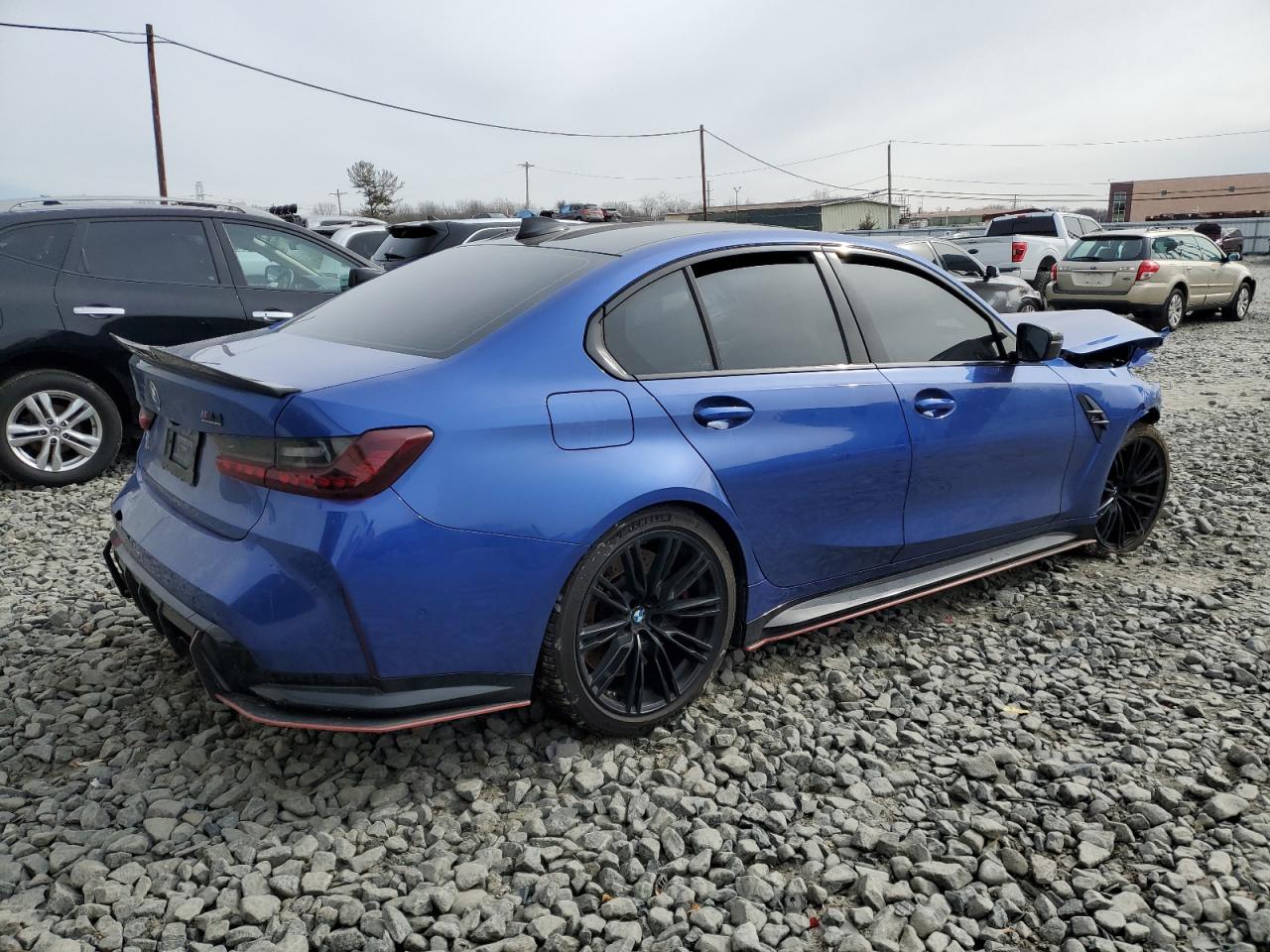 2022 BMW M3 VIN WBS43AY01NFL80708 Copart auction photo, front end / side damage thumbnail 3
