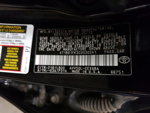 2012 Toyota Camry VIN 4T1BD1FK3CU030341 Copart auction photo, rear end damage thumbnail 12