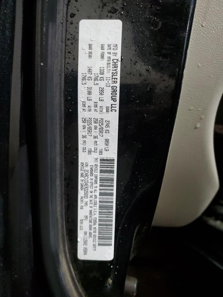 2014 Chrysler Town & Country VIN 2C4RC1CG4ER225693 Copart auction photo, front end / rear end damage thumbnail 15
