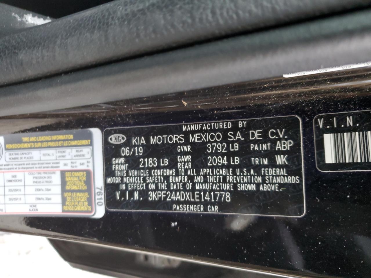 2020 KIA Forte VIN 3KPF24ADXLE141778 Copart auction photo, rear end / side damage thumbnail 13