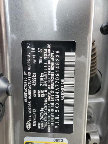 2013 KIA Optima VIN 5XXGM4A77DG148236 Copart auction photo, vandalism damage thumbnail 12