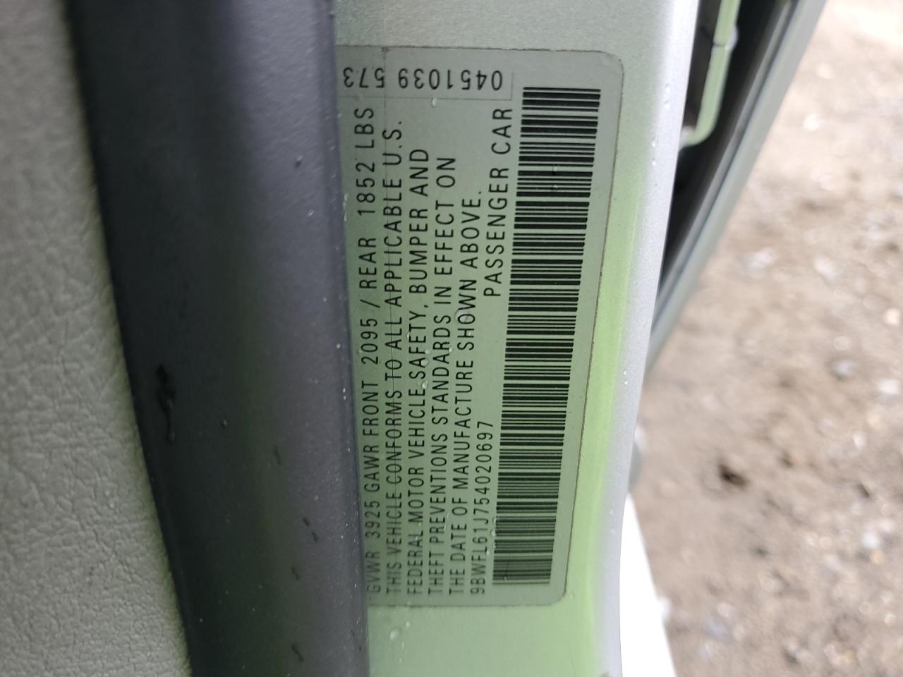 2005 Volkswagen Golf VIN 9BWFL61J754020697 Copart auction photo, front end / rear end damage thumbnail 12